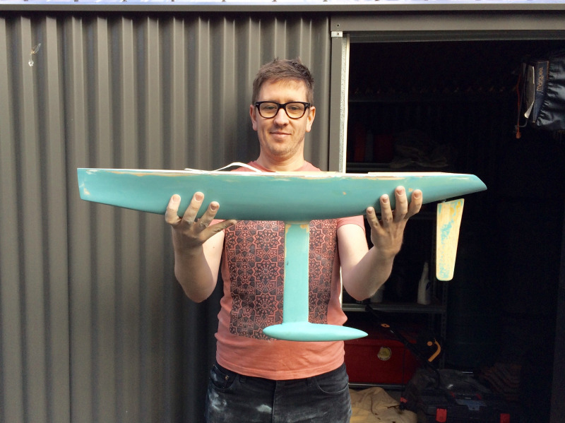 DKM247 holding his racing sparrow model yacht, Location: Melbourne, Australia